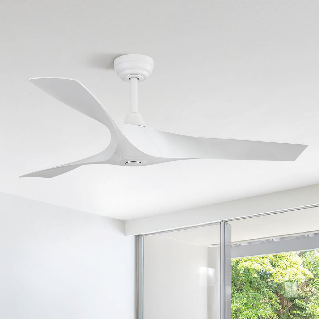 Ventilateur de plafond moderne en bois massif/ABS de 52 pouces avec télécommande (sans lumière), 6 vitesses de vent, flux d'air réversible