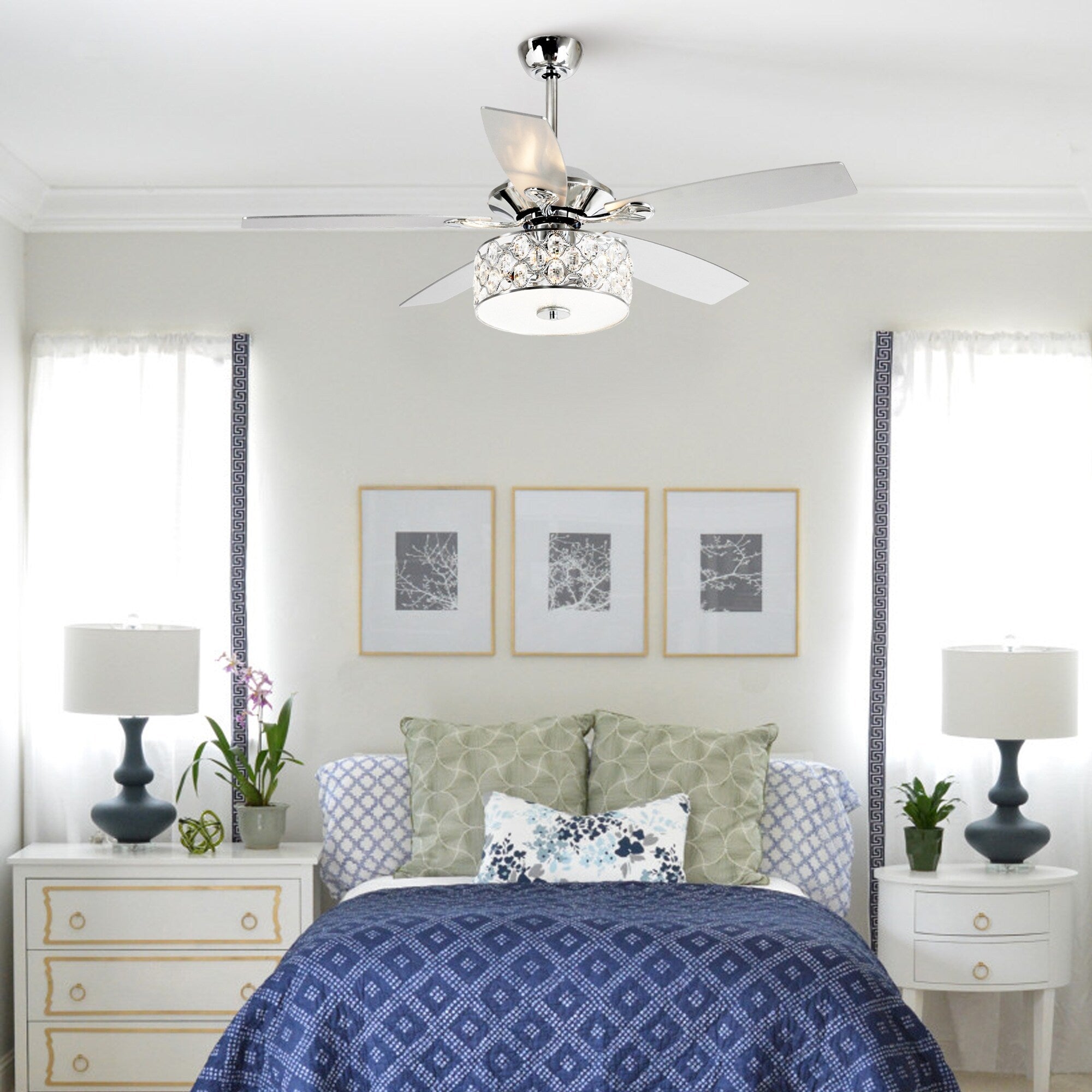 Ventilateur de plafond moderne à 4 lumières avec télécommande