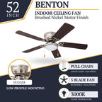 Ventilateur de plafond intérieur traditionnel Prominence Home Benton 52 avec éclairage LED et chaînettes