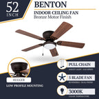 Ventilateur de plafond intérieur traditionnel Prominence Home Benton 52 avec éclairage LED et chaînettes