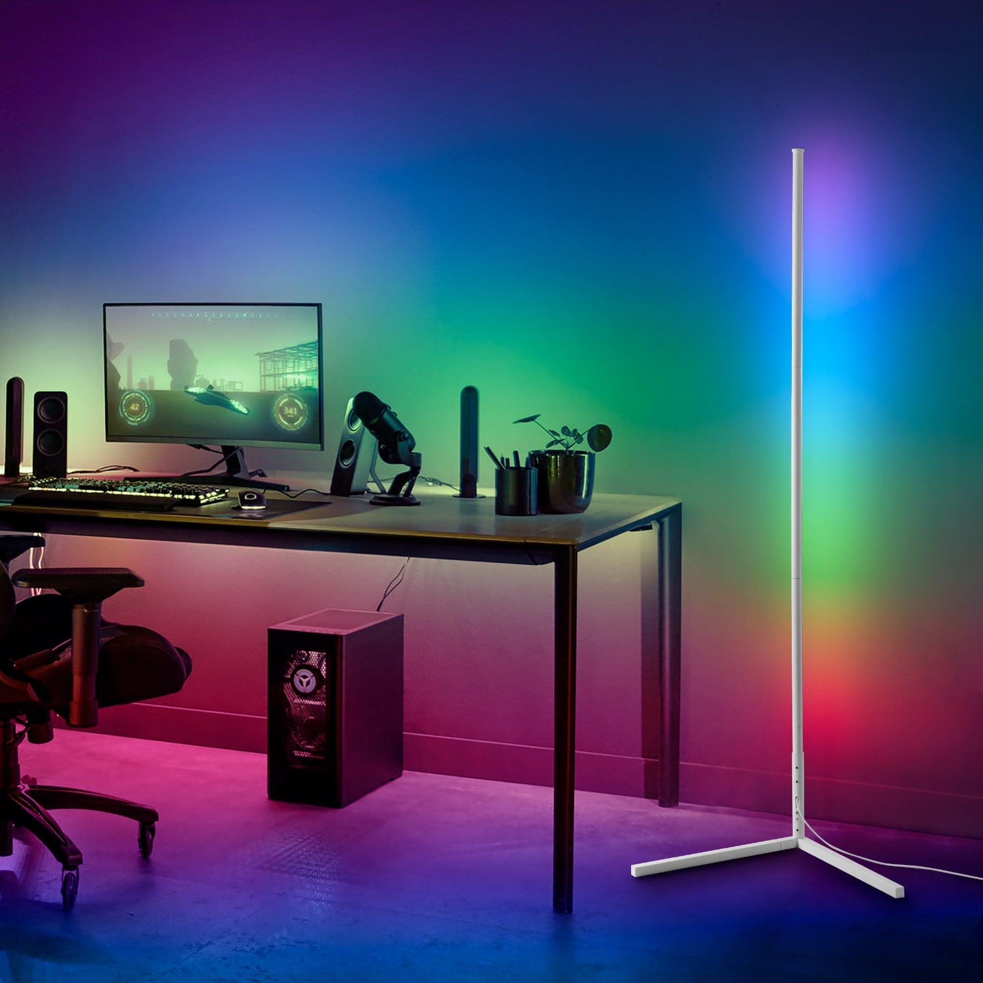 Lampadaire d'angle minimaliste LED en métal RGB 55