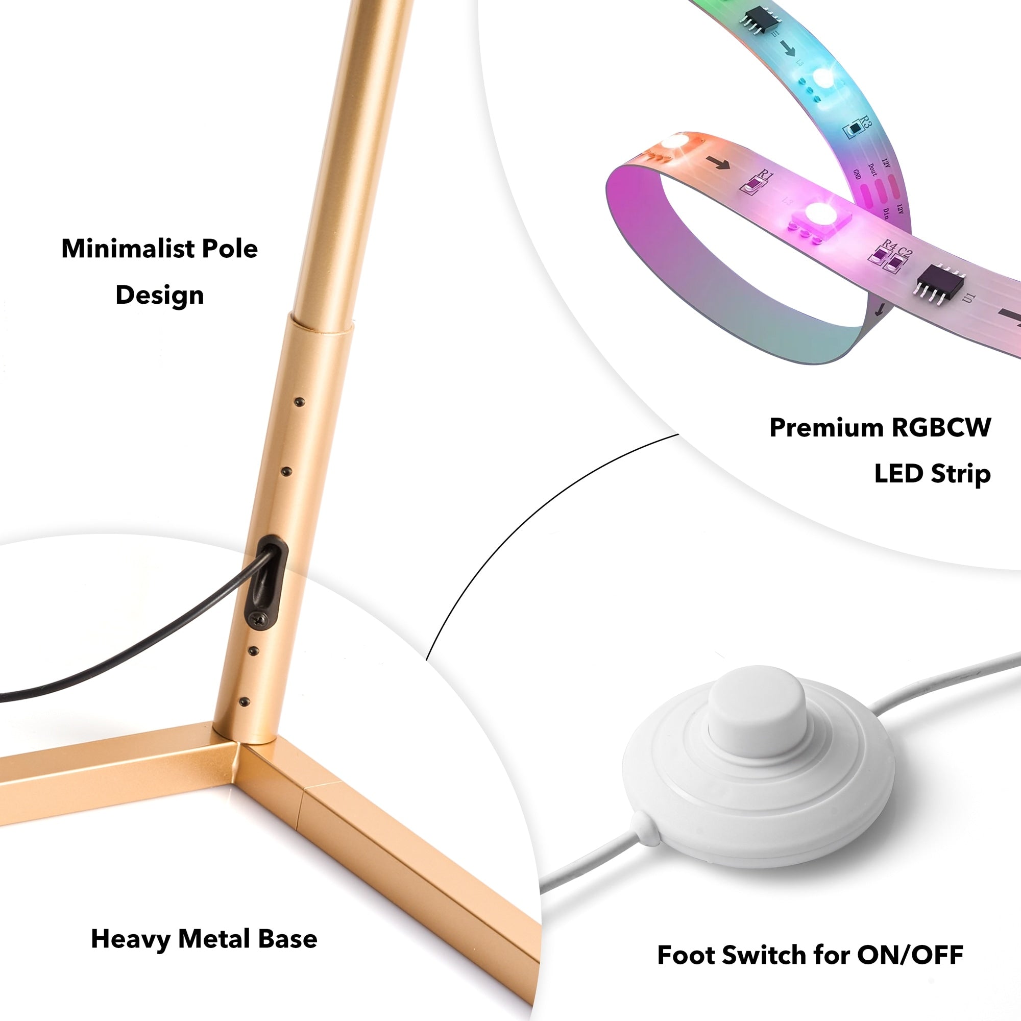Lampadaire d'angle minimaliste LED en métal RGB 55
