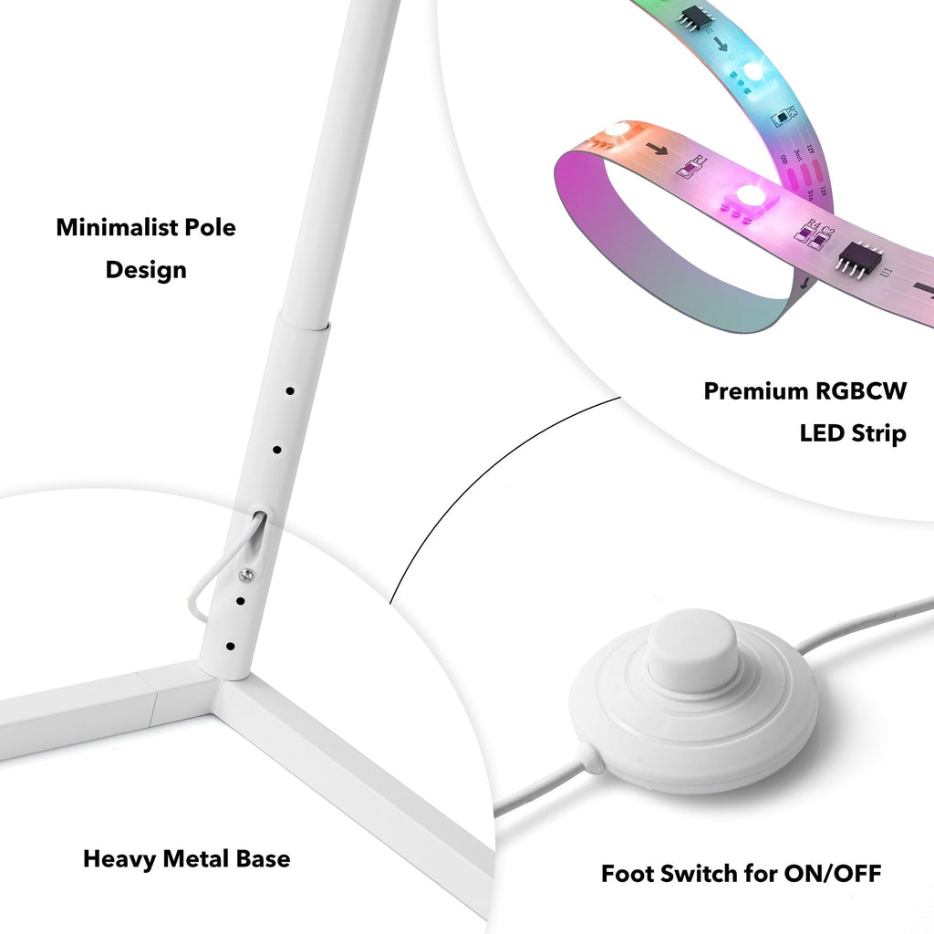 Lampadaire d'angle minimaliste LED en métal RGB 55