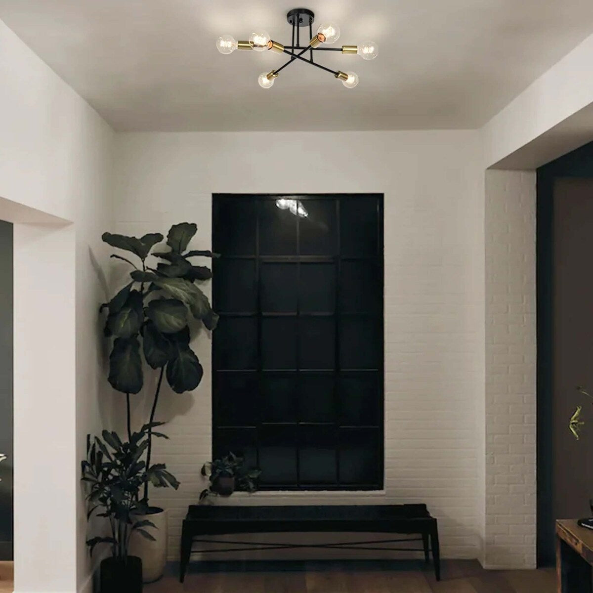 Plafonnier semi-encastré Sputnik moderne en métal léger de 60 cm (23,62 po)