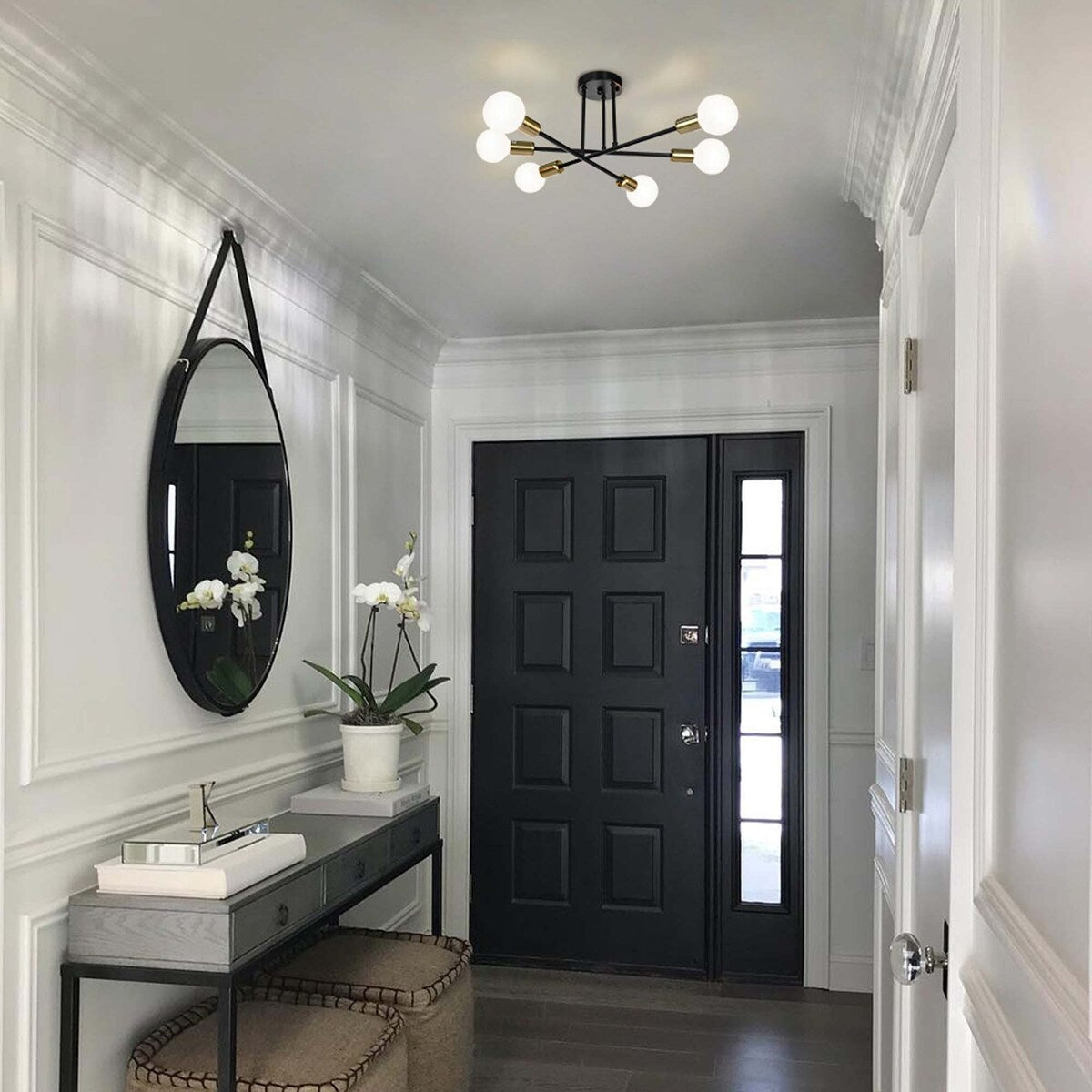 Plafonnier semi-encastré Sputnik moderne en métal léger de 60 cm (23,62 po)