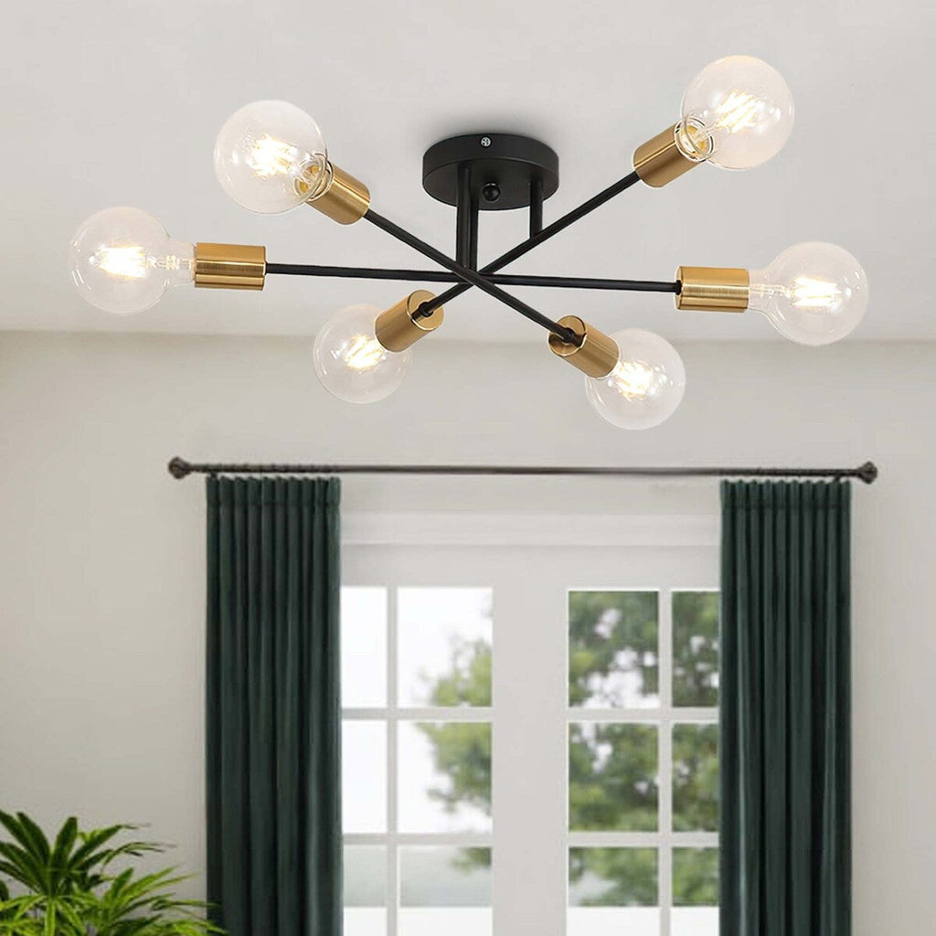 Plafonnier semi-encastré Sputnik moderne en métal léger de 60 cm (23,62 po)