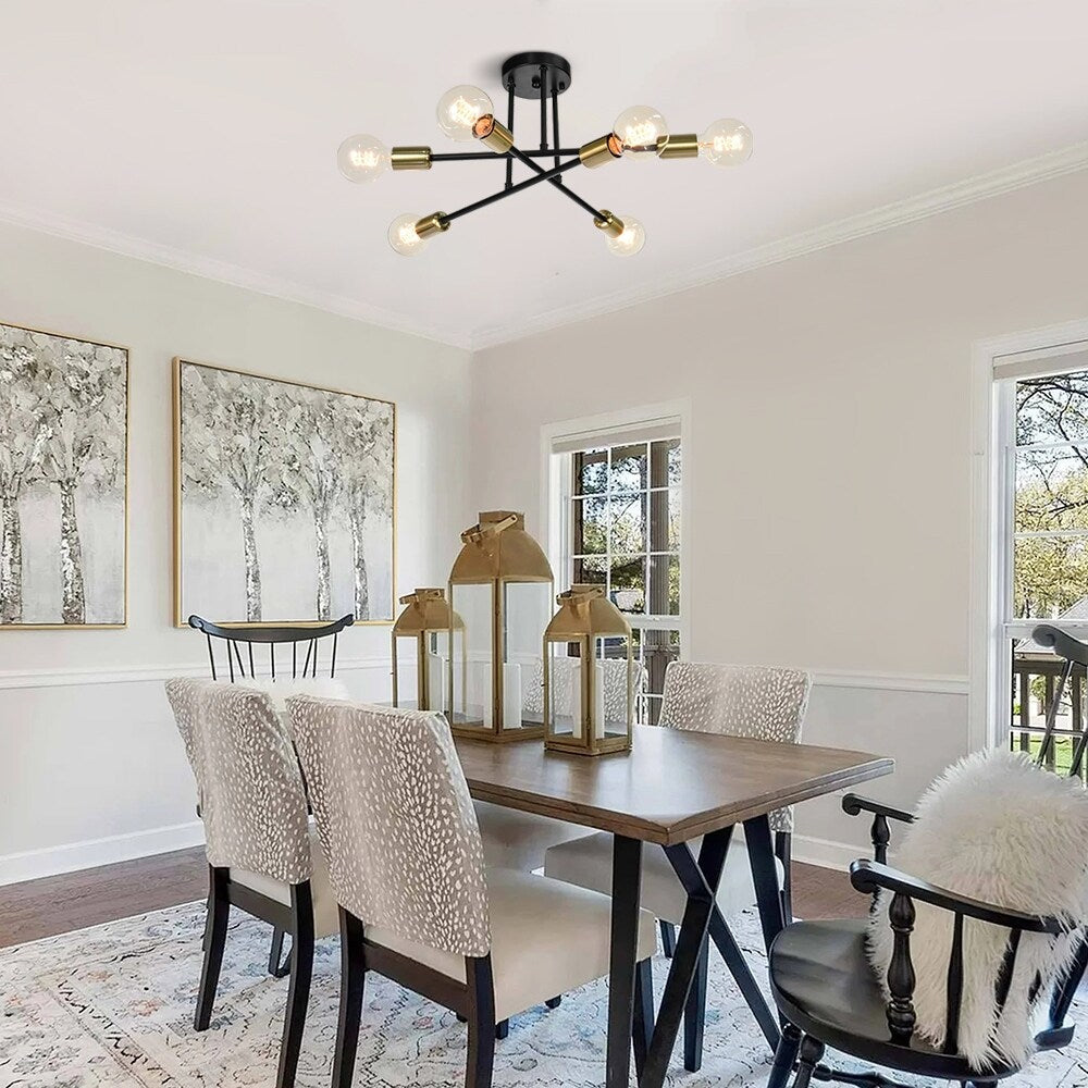 Plafonnier semi-encastré Sputnik moderne en métal léger de 60 cm (23,62 po)