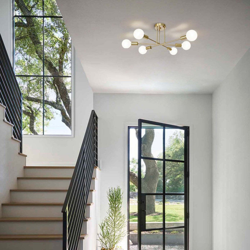 Plafonnier semi-encastré Sputnik moderne en métal léger de 60 cm (23,62 po)