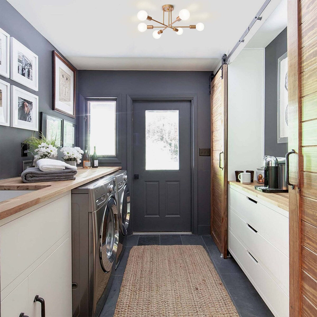 Plafonnier semi-encastré Sputnik moderne en métal léger de 60 cm (23,62 po)