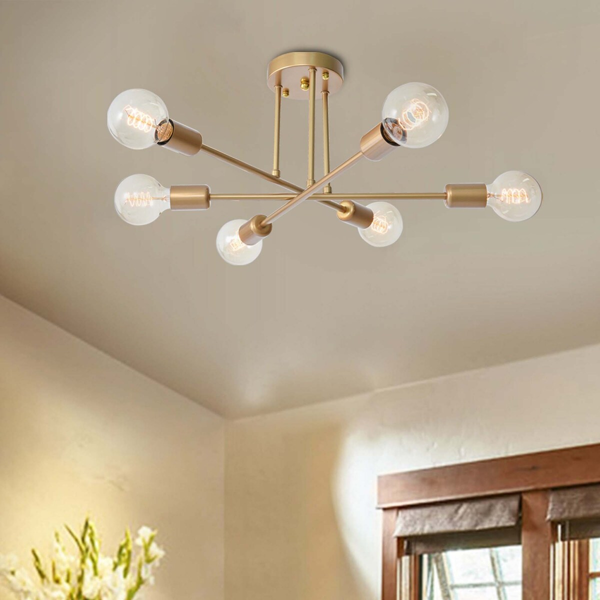 Plafonnier semi-encastré Sputnik moderne en métal léger de 60 cm (23,62 po)