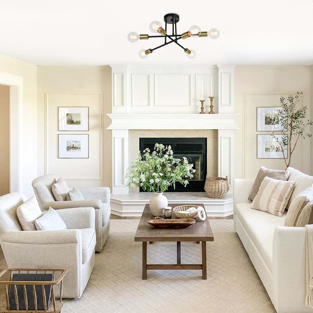 Plafonnier semi-encastré Sputnik moderne en métal léger de 60 cm (23,62 po)