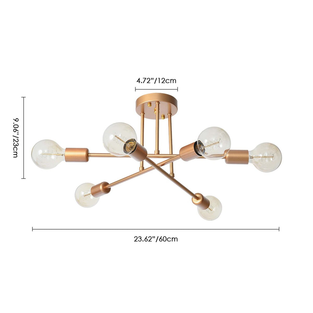 Plafonnier semi-encastré Sputnik moderne en métal léger de 60 cm (23,62 po)