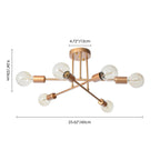 Plafonnier semi-encastré Sputnik moderne en métal léger de 60 cm (23,62 po)