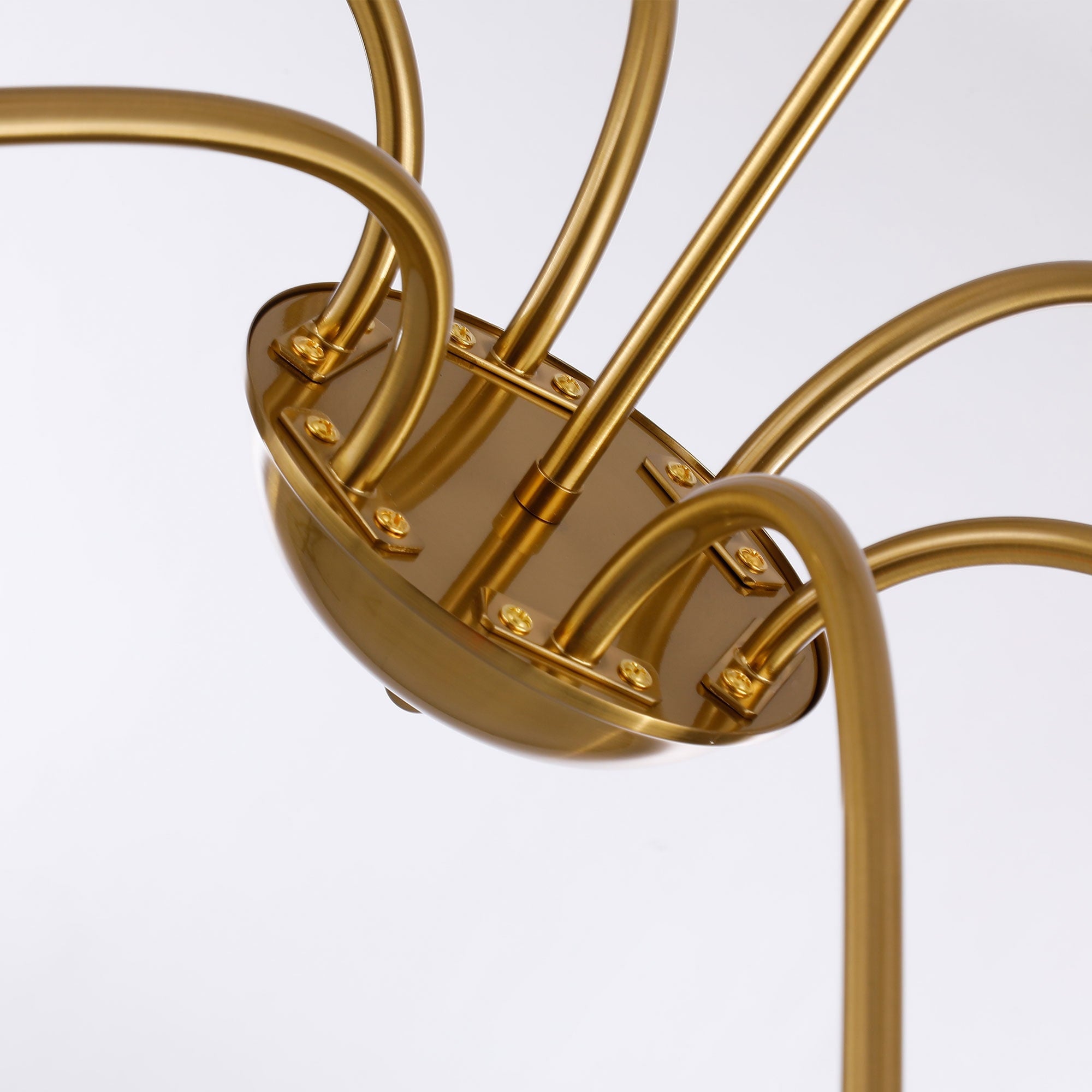 Lustre minimaliste à 6 lumières de 64 pouces, noir mat, or et chrome - N/A