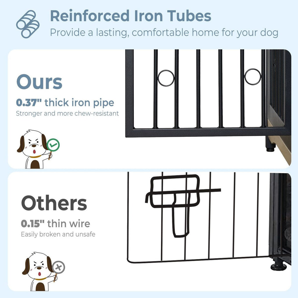 Meuble pour cage à chien de 70,86 pouces, meuble TV pour grandes races avec coussin et chambres doubles (sans coussin)