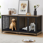 Meuble pour cage à chien de 70,86 pouces, meuble TV pour grandes races avec coussin et chambres doubles (sans coussin)