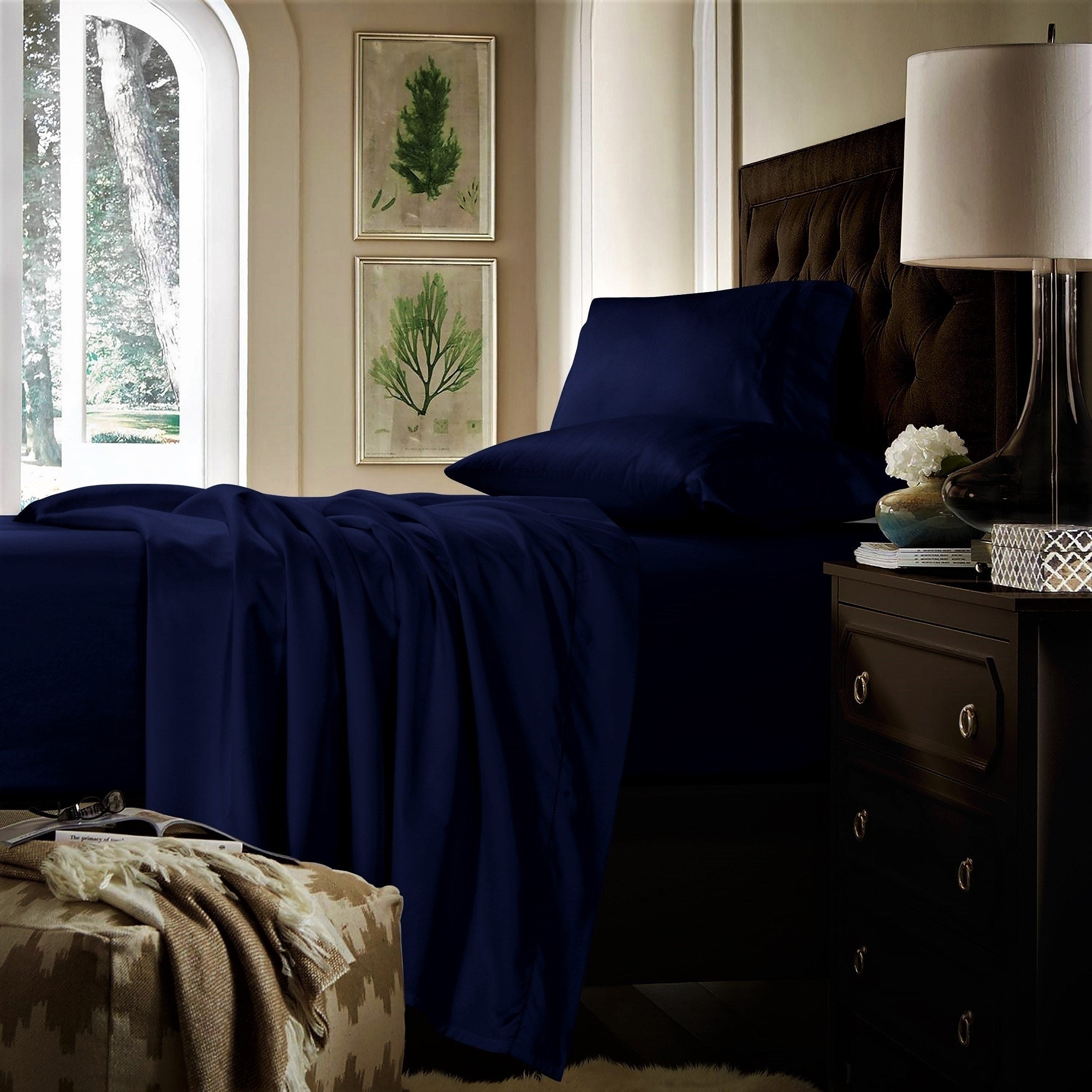 Ensemble de draps en coton 750 fils/cm² à poches extra profondes avec drap plat surdimensionné