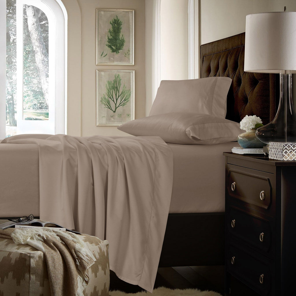 Ensemble de draps en coton 750 fils/cm² à poches extra profondes avec drap plat surdimensionné