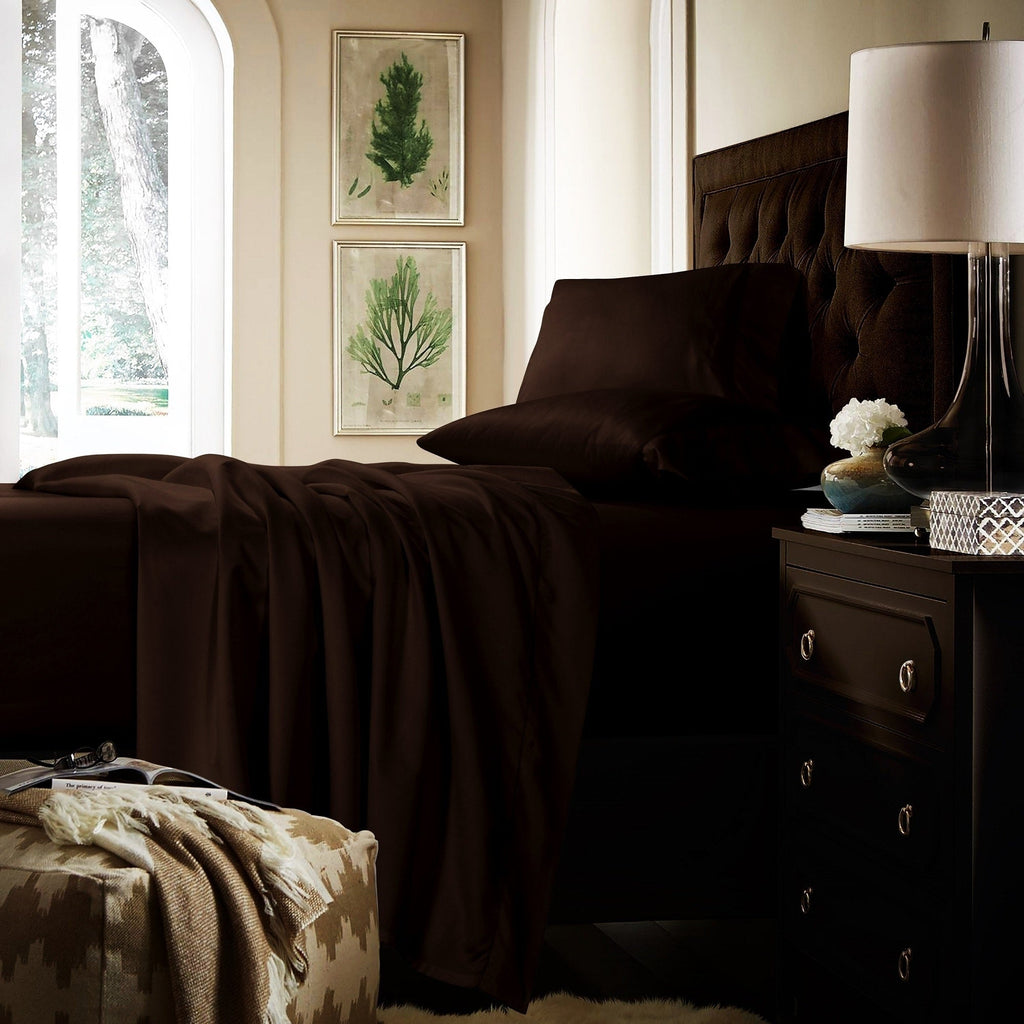 Ensemble de draps en coton 750 fils/cm² à poches extra profondes avec drap plat surdimensionné