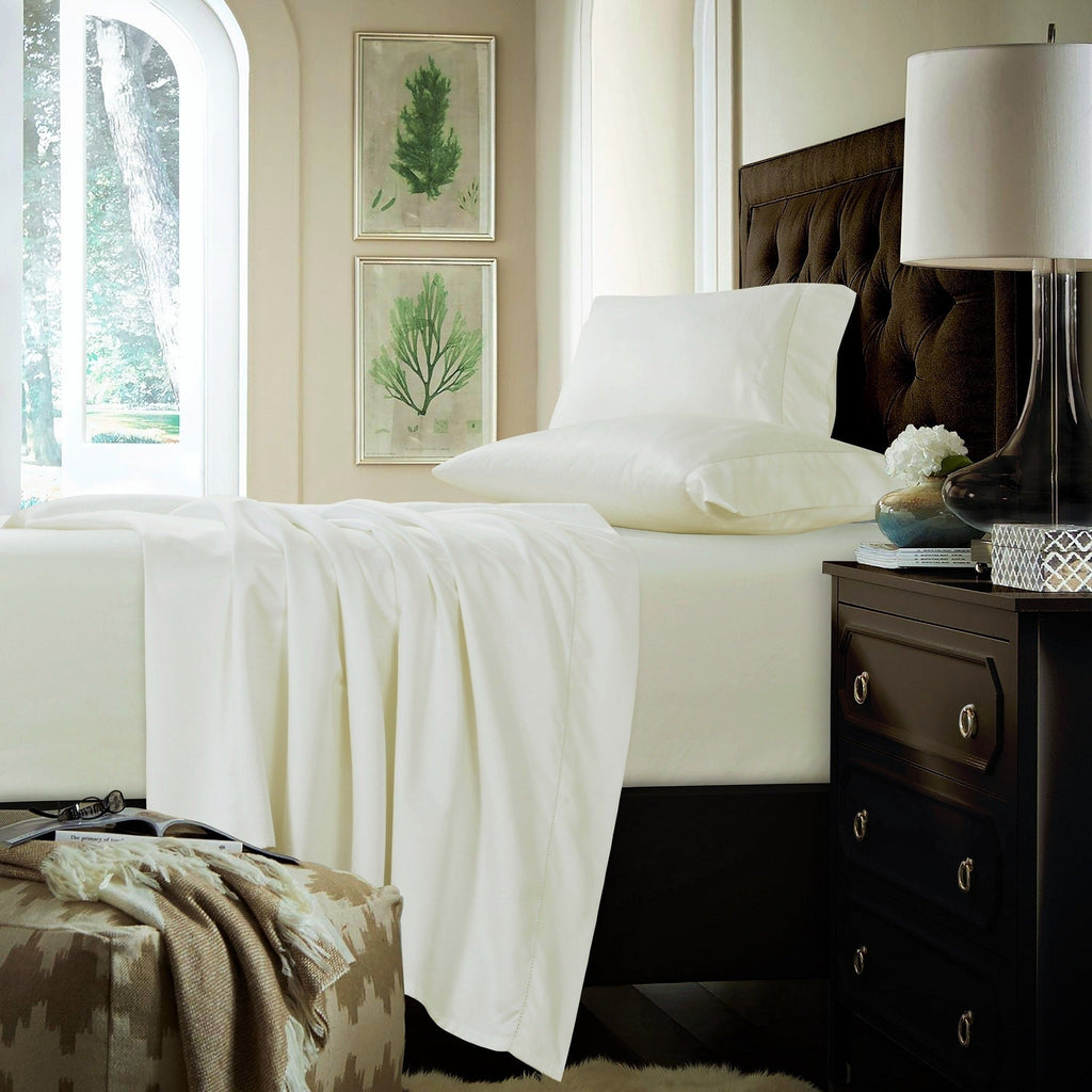 Ensemble de draps en coton 750 fils/cm² à poches extra profondes avec drap plat surdimensionné