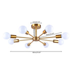 Plafonnier semi-encastré Sputnik noir/doré, idéal pour salon, cuisine, bureau, chambre ou hall d'entrée.