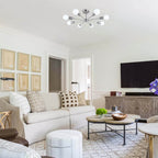 Plafonnier semi-encastré Sputnik noir/doré, idéal pour salon, cuisine, bureau, chambre ou hall d'entrée.