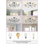 Plafonnier semi-encastré Sputnik noir/doré, idéal pour salon, cuisine, bureau, chambre ou hall d'entrée.