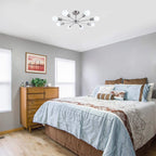 Plafonnier semi-encastré Sputnik noir/doré, idéal pour salon, cuisine, bureau, chambre ou hall d'entrée.