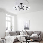 Plafonnier semi-encastré Sputnik noir/doré, idéal pour salon, cuisine, bureau, chambre ou hall d'entrée.