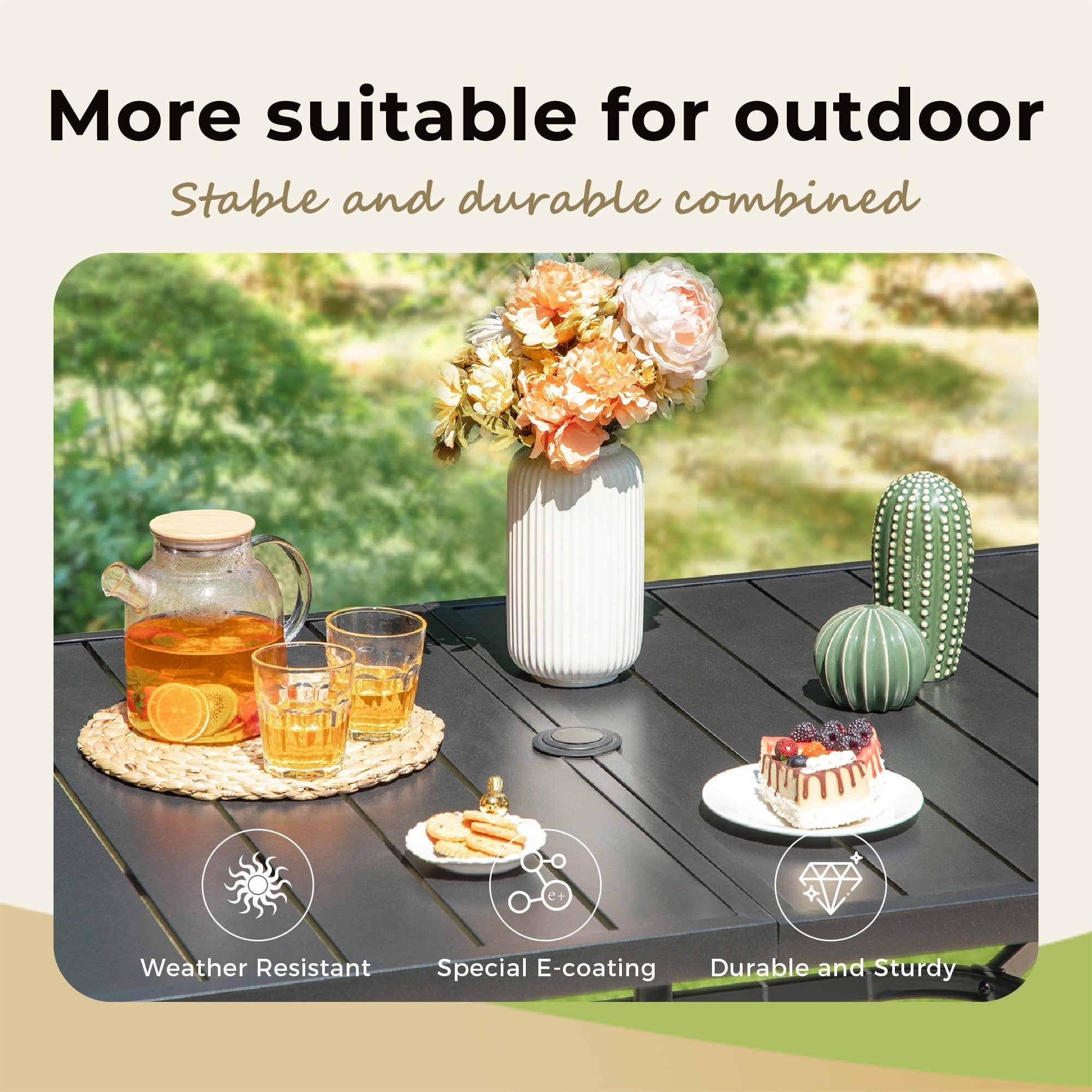 Ensemble de salle à manger de patio 8 pièces MAISON ARTS avec parasol de patio de 13 pieds