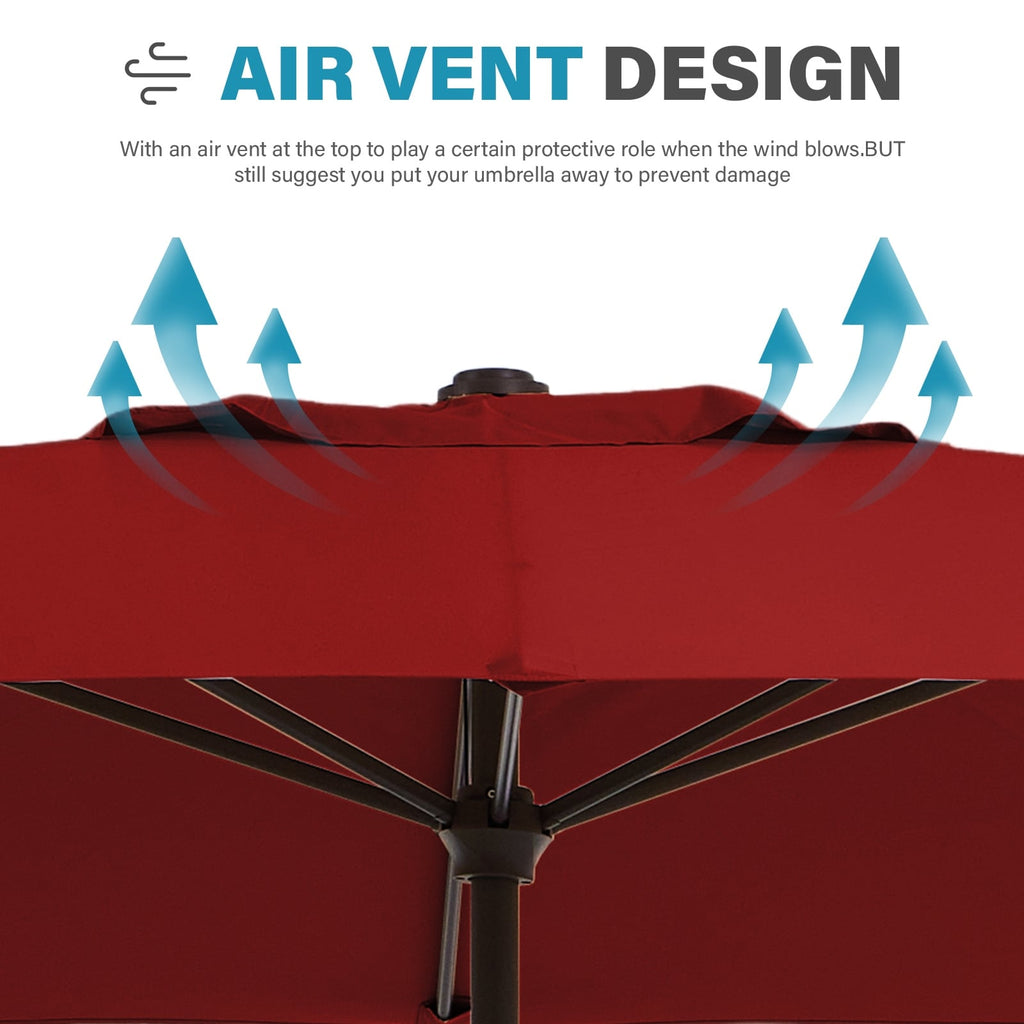 Parasol rectangulaire de terrasse 2,4 x 3 m avec manivelle et inclinaison, résistant aux UV