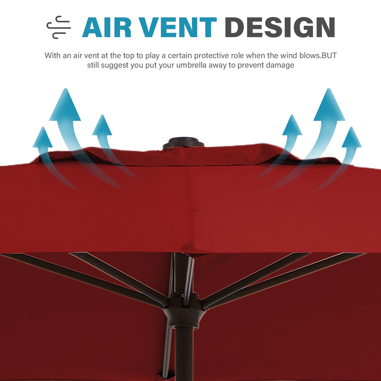 Parasol rectangulaire de terrasse 2,4 x 3 m avec manivelle et inclinaison, résistant aux UV