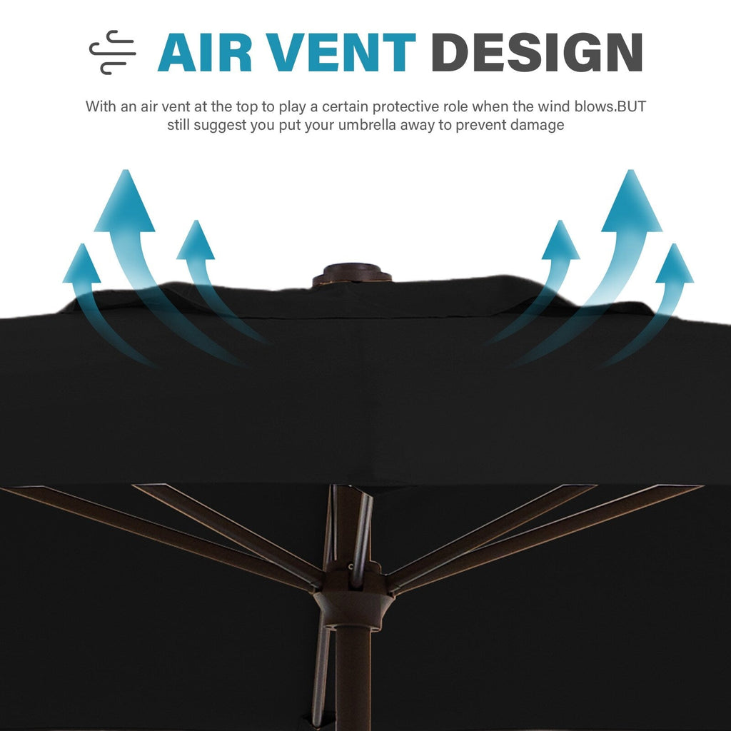 Parasol rectangulaire de terrasse 2,4 x 3 m avec manivelle et inclinaison, résistant aux UV