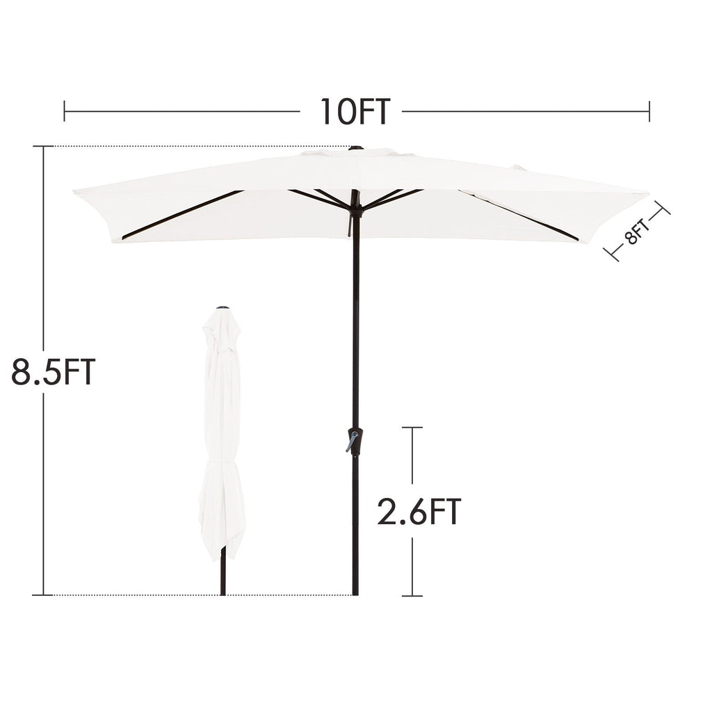 Parasol rectangulaire de terrasse 2,4 x 3 m avec manivelle et inclinaison, résistant aux UV