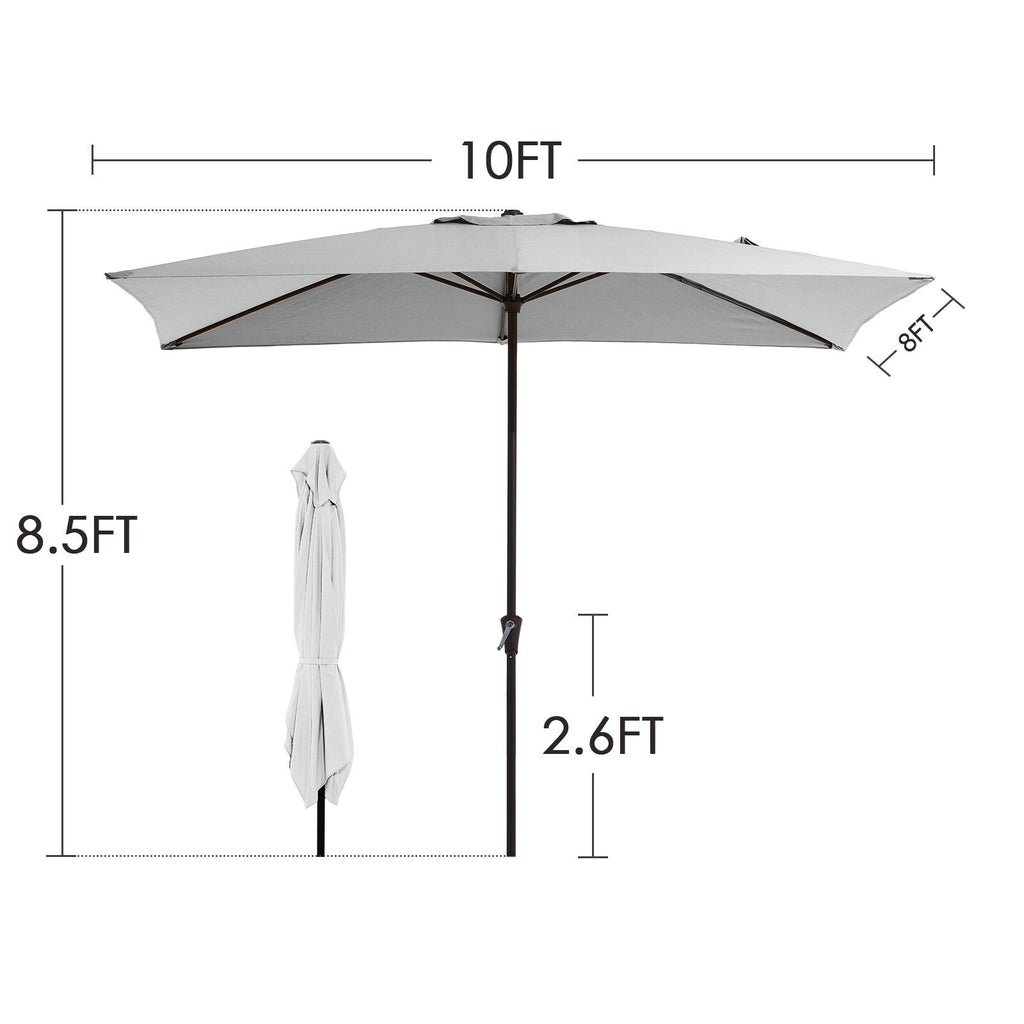 Parasol rectangulaire de terrasse 2,4 x 3 m avec manivelle et inclinaison, résistant aux UV
