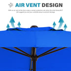 Parasol rectangulaire de terrasse 2,4 x 3 m avec manivelle et inclinaison, résistant aux UV