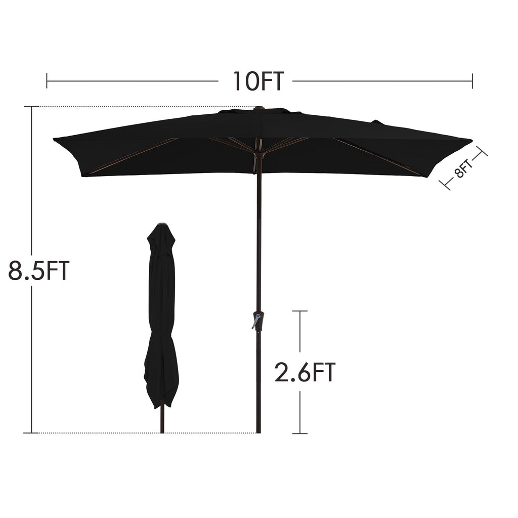 Parasol rectangulaire de terrasse 2,4 x 3 m avec manivelle et inclinaison, résistant aux UV