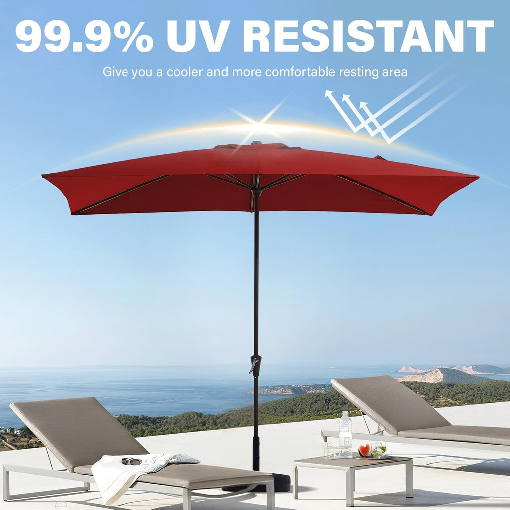 Parasol rectangulaire de terrasse 2,4 x 3 m avec manivelle et inclinaison, résistant aux UV