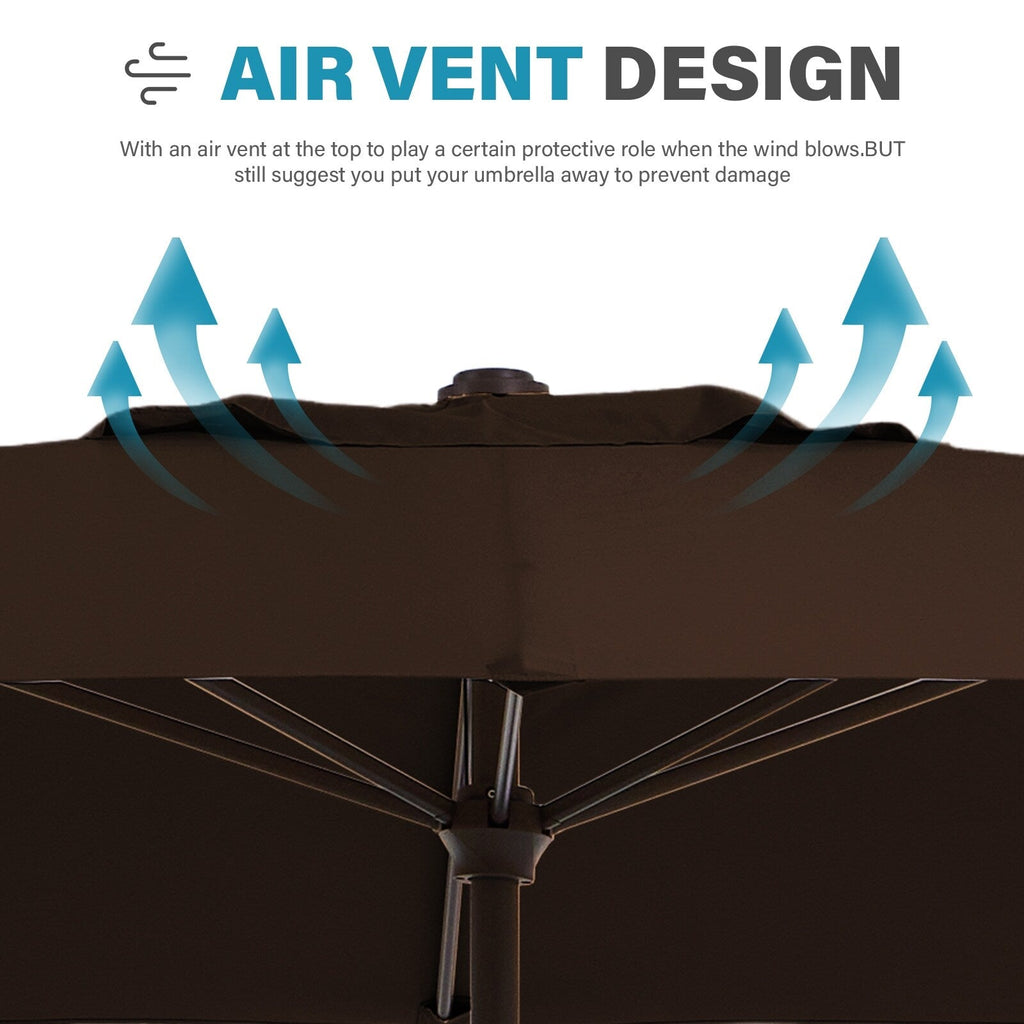 Parasol rectangulaire de terrasse 2,4 x 3 m avec manivelle et inclinaison, résistant aux UV