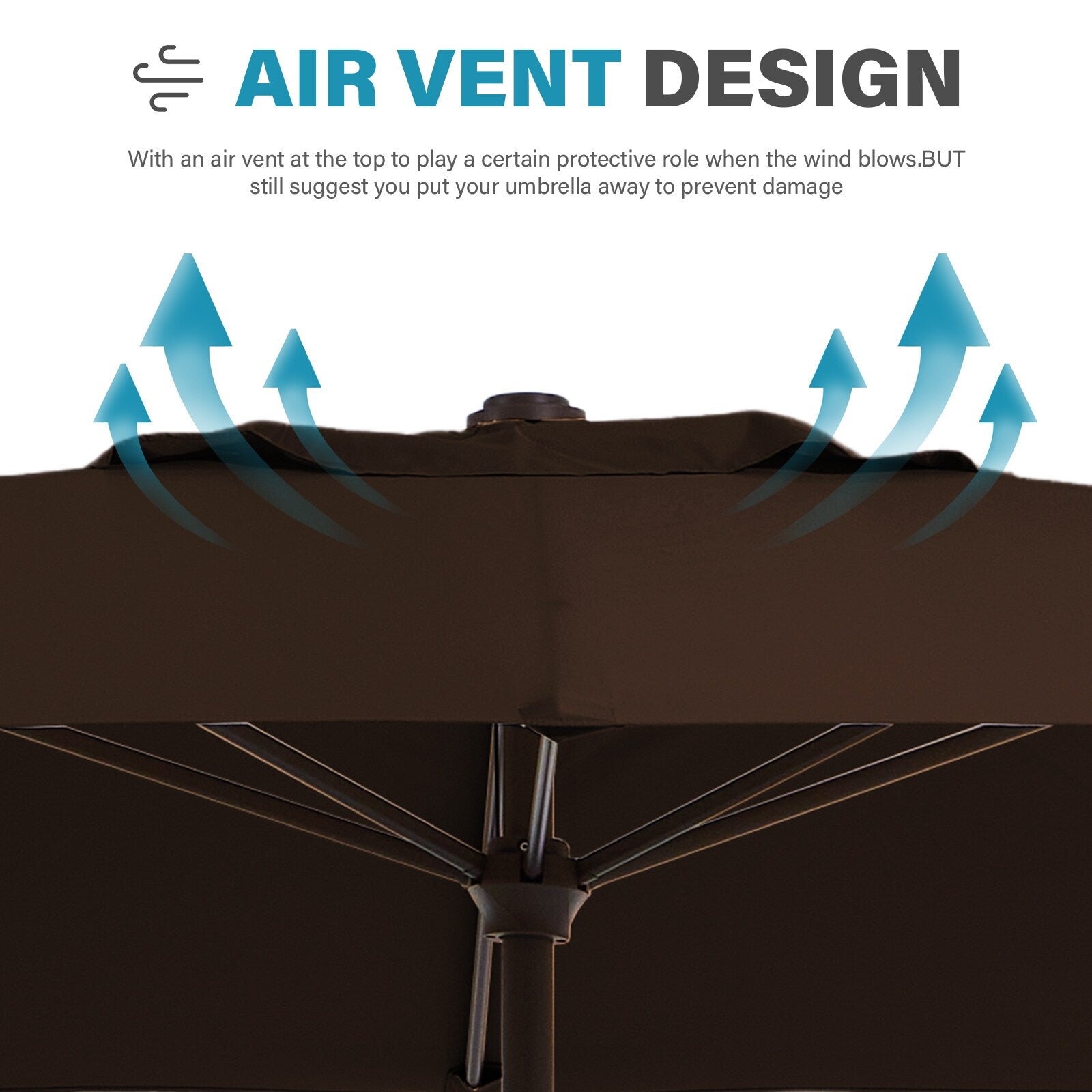 Parasol rectangulaire de terrasse 2,4 x 3 m avec manivelle et inclinaison, résistant aux UV