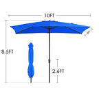 Parasol rectangulaire de terrasse 2,4 x 3 m avec manivelle et inclinaison, résistant aux UV