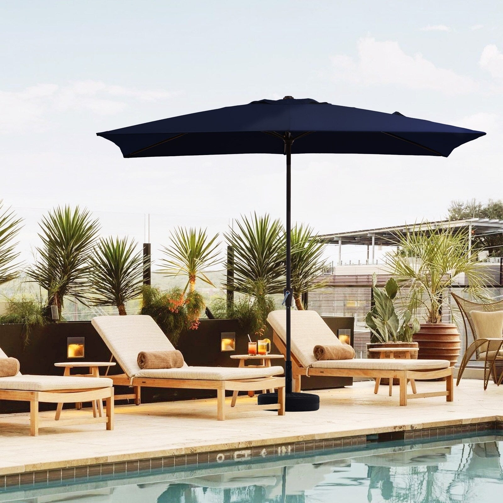 Parasol rectangulaire de terrasse 2,4 x 3 m avec manivelle et inclinaison, résistant aux UV
