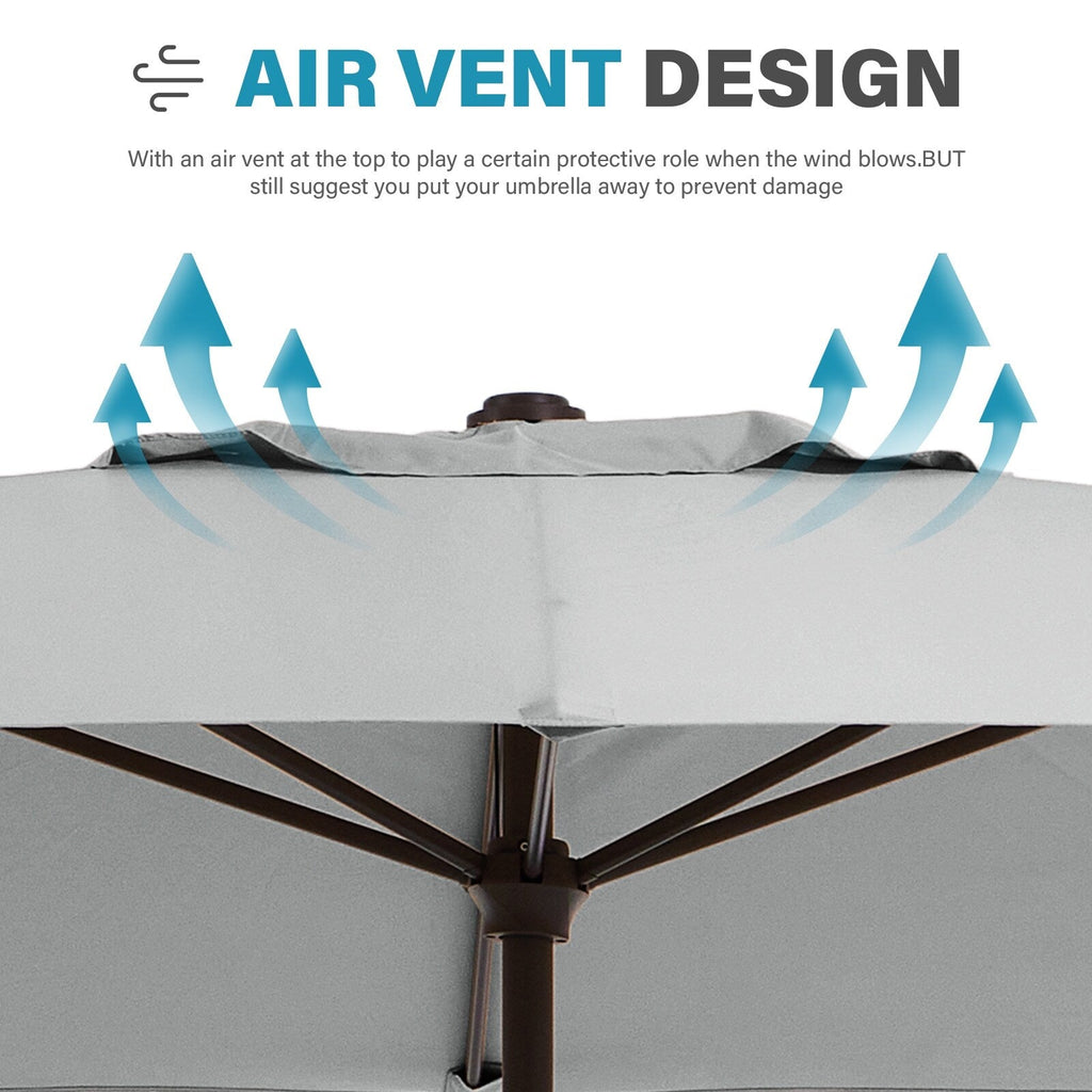 Parasol rectangulaire de terrasse 2,4 x 3 m avec manivelle et inclinaison, résistant aux UV