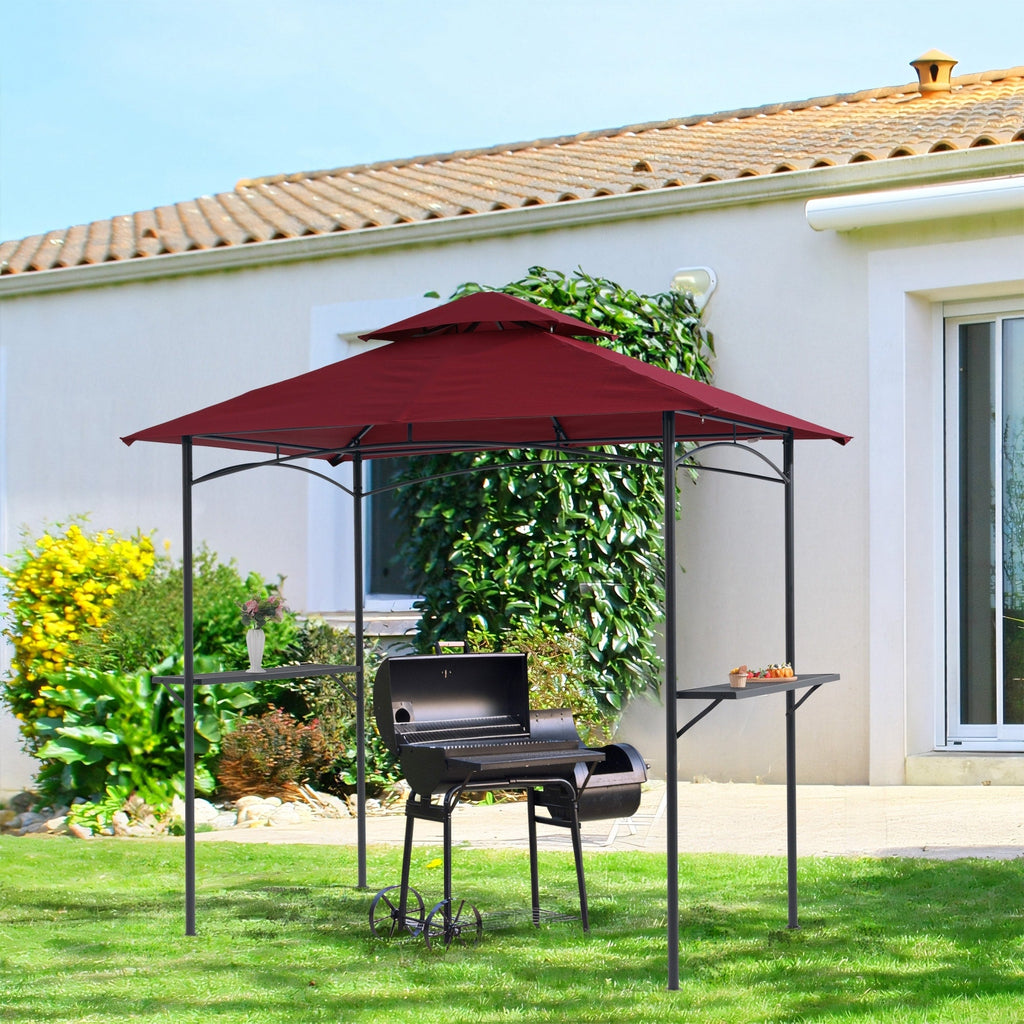 Gazebo extérieur étanche à la pluie pour barbecue, avec double paroi ventilée, 2,4 m x 1,5 m