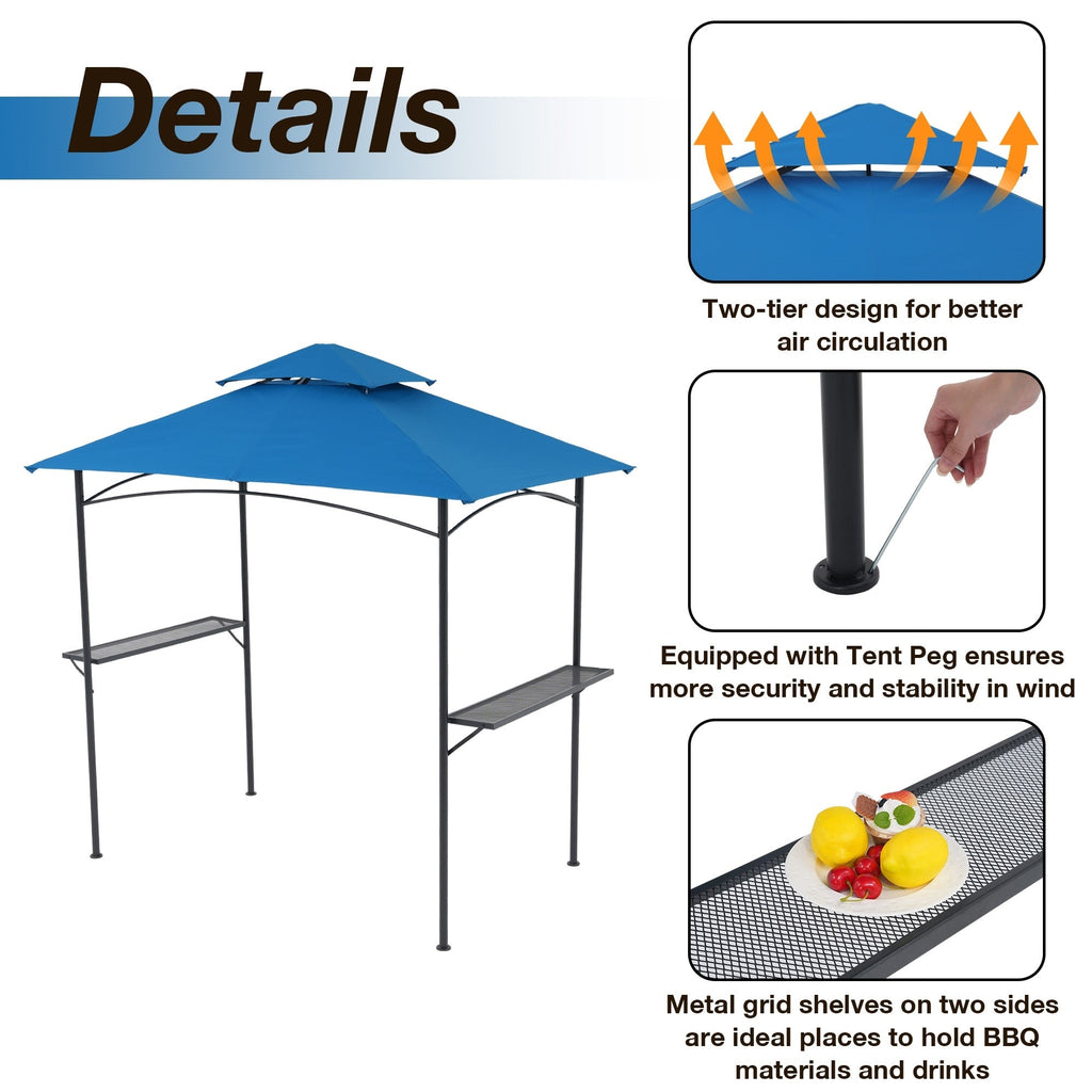 Gazebo extérieur étanche à la pluie pour barbecue, avec double paroi ventilée, 2,4 m x 1,5 m
