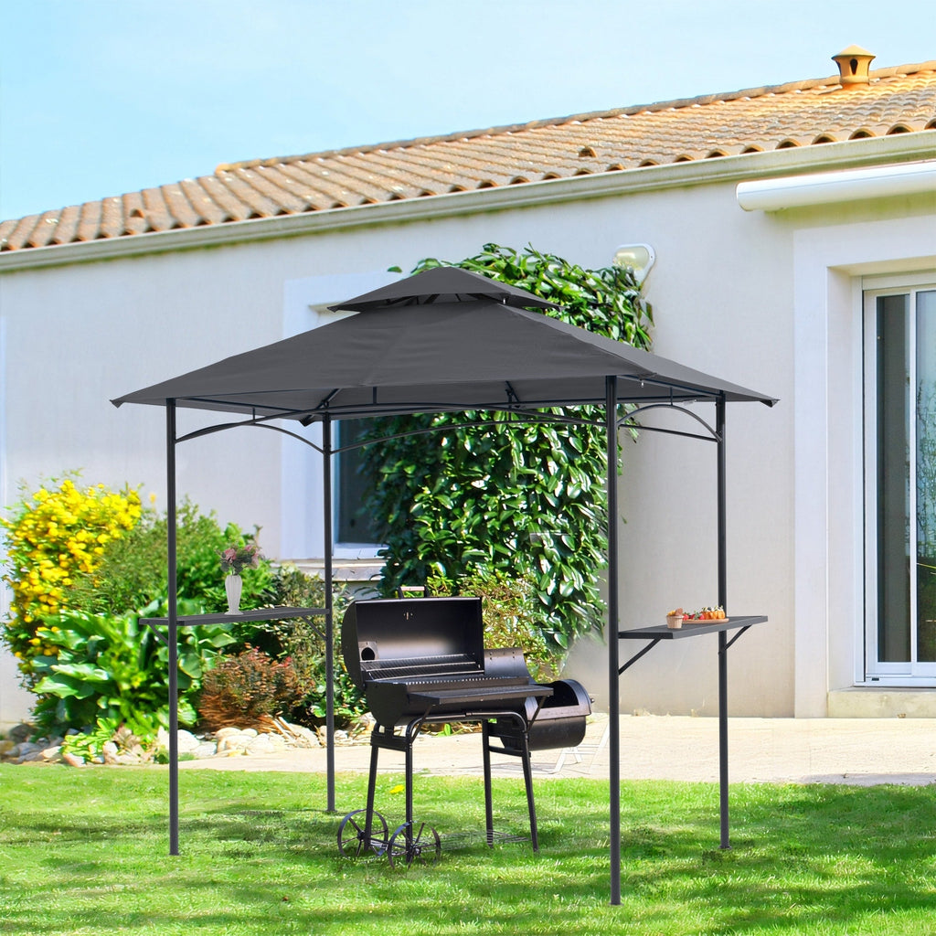Gazebo extérieur étanche à la pluie pour barbecue, avec double paroi ventilée, 2,4 m x 1,5 m