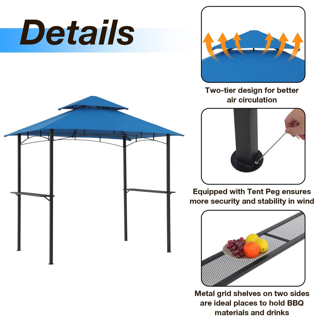 Gazebo extérieur étanche à la pluie pour barbecue, avec double paroi ventilée, 2,4 m x 1,5 m