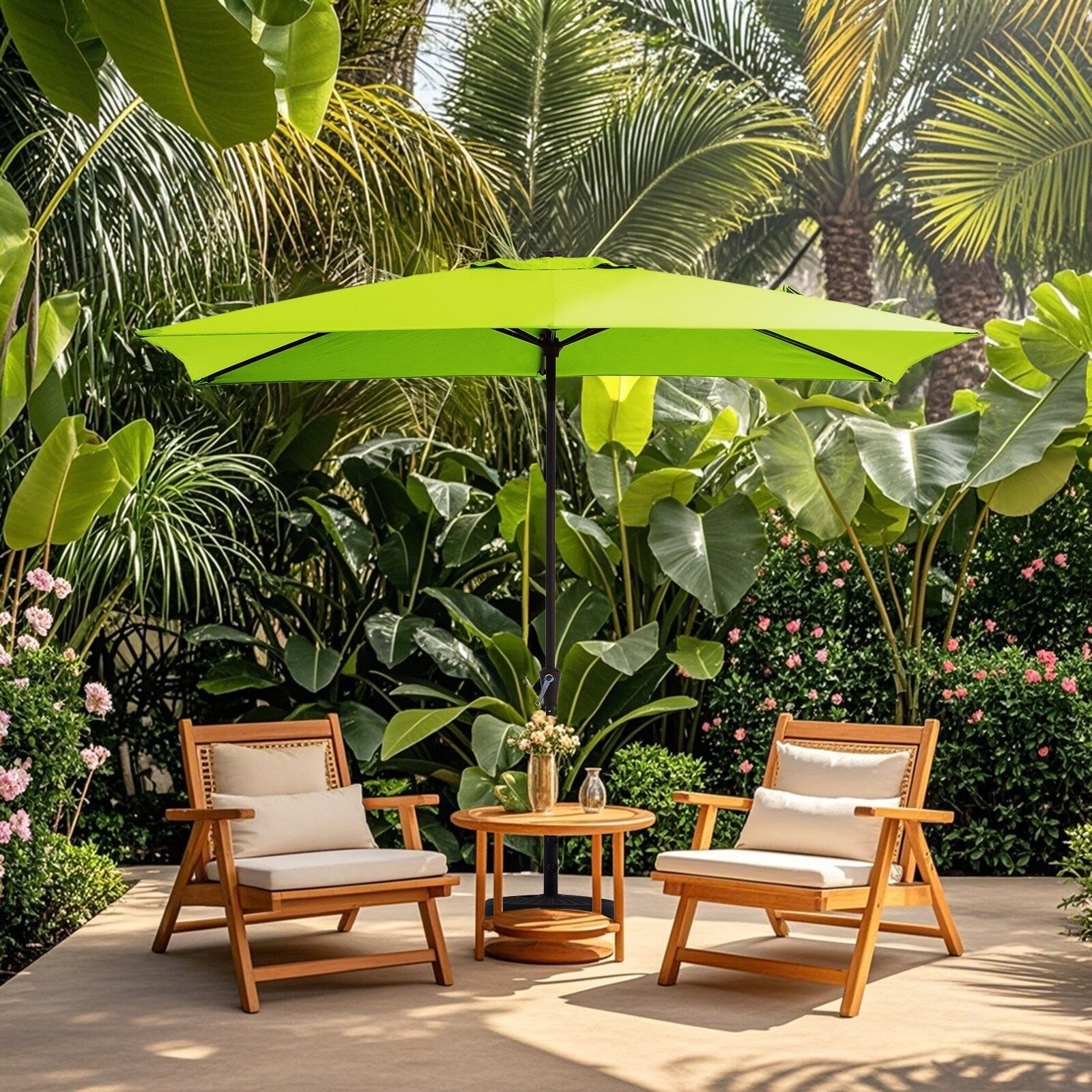 Parasol rectangulaire de terrasse 2,4 x 3 m avec manivelle et inclinaison, résistant aux UV