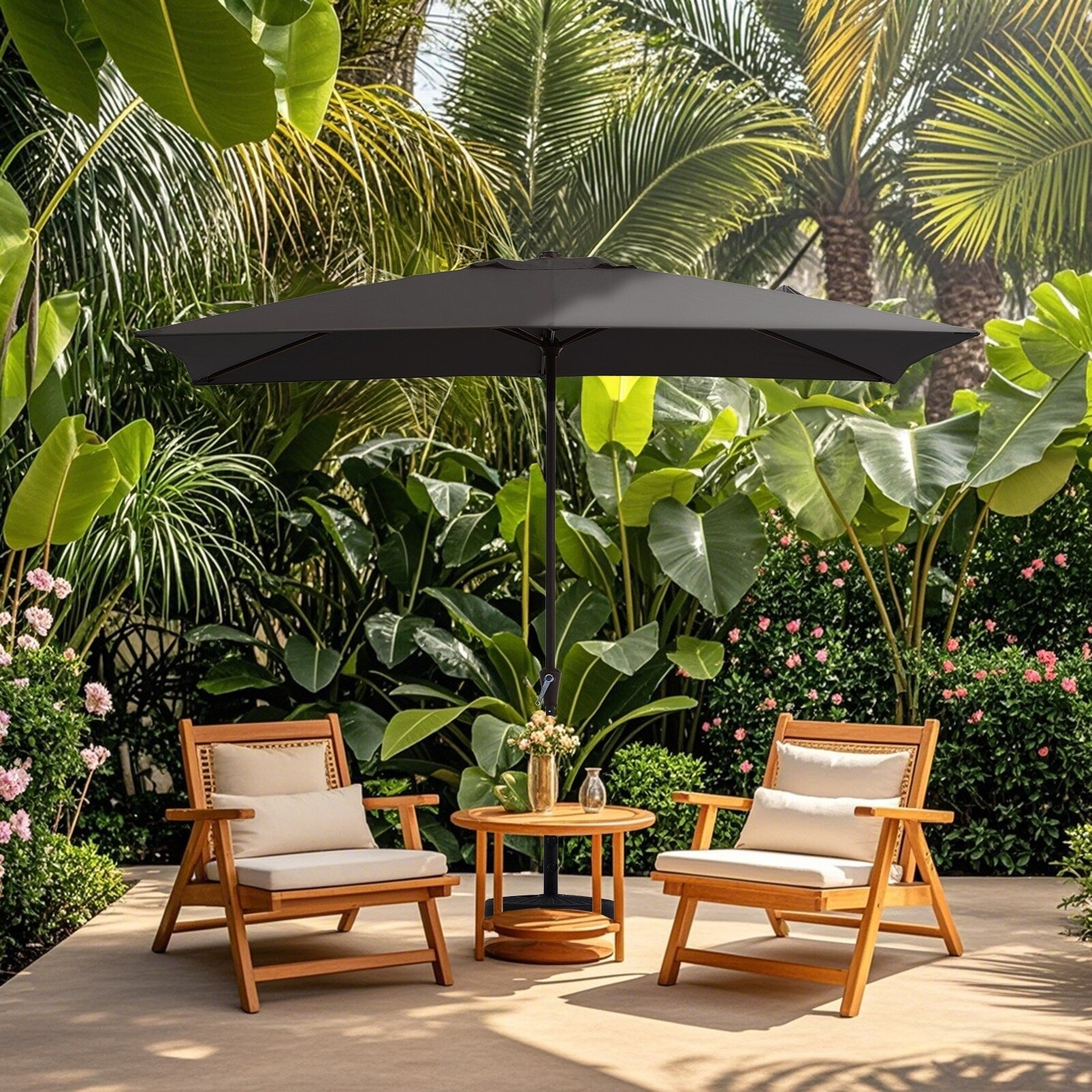 Parasol rectangulaire de terrasse 2,4 x 3 m avec manivelle et inclinaison, résistant aux UV