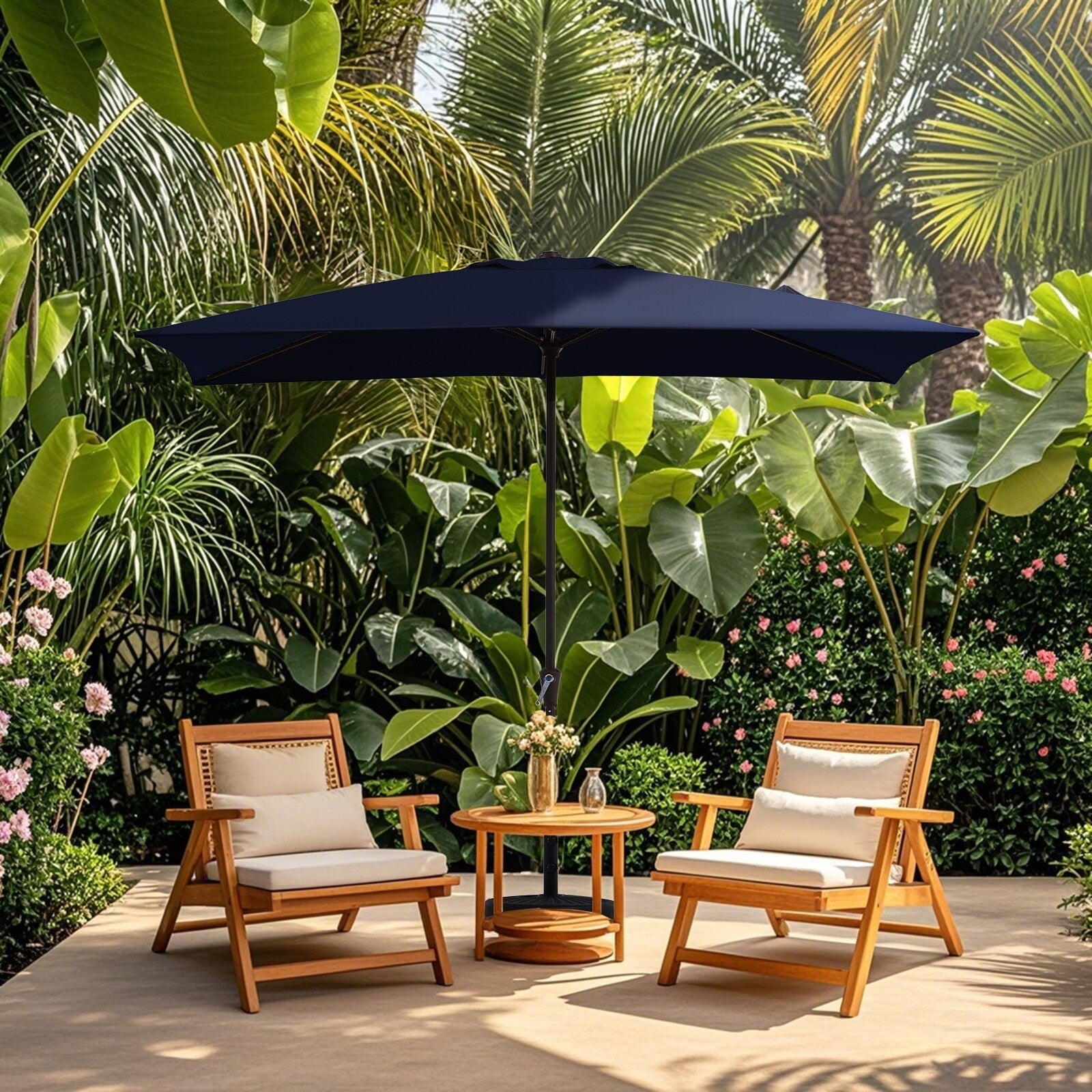Parasol rectangulaire de terrasse 2,4 x 3 m avec manivelle et inclinaison, résistant aux UV